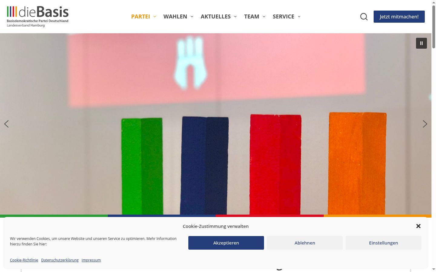 Screenshot del banner di consenso mostrato prima di qualsiasi interazione