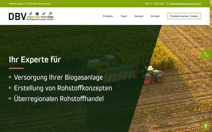 Screenshot von diebiogasversorger.de