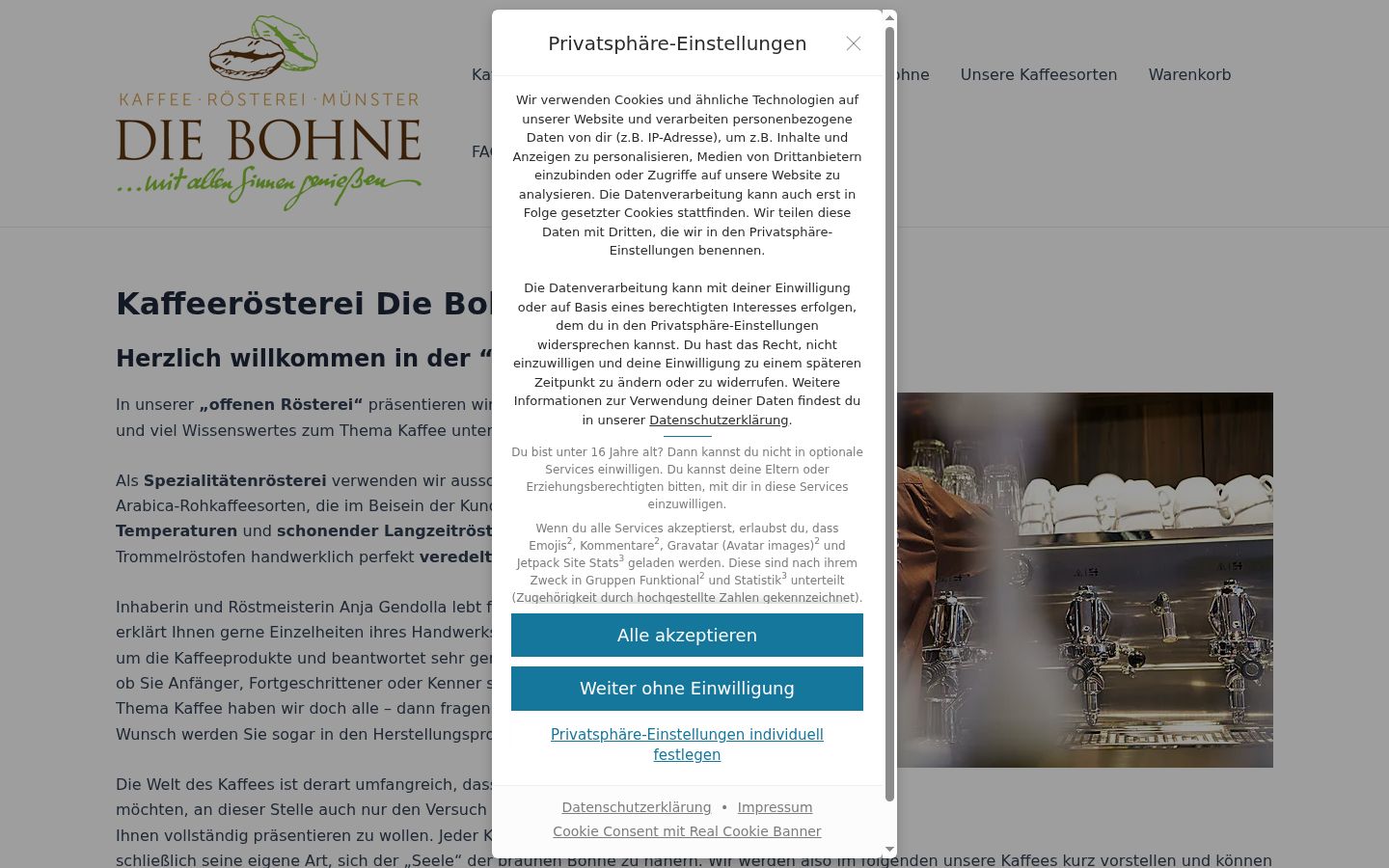 Sutikimo reklamjuostės, rodytos prieš bet kokią sąveiką, ekrano kopija