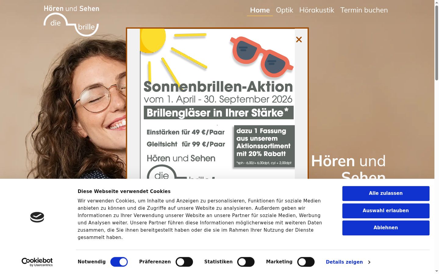 Captura de pantalla del banner de consentimiento mostrado antes de cualquier interacción