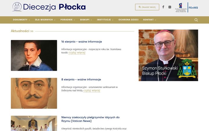 Snímek obrazovky diecezjaplocka.pl