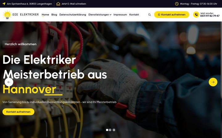 Skærmbillede af dieelektrikerhannover.de