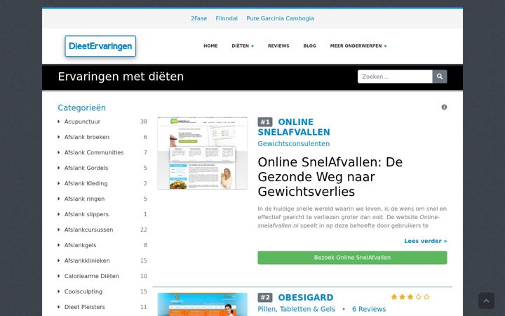 Screenshot of dieetervaringen.nl