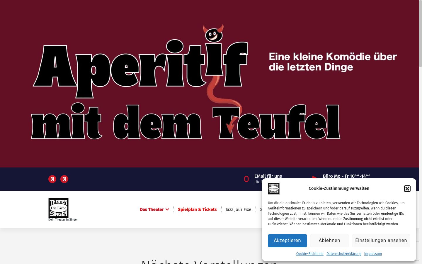 Screenshot des Einwilligungsbanners vor jeglicher Interaktion