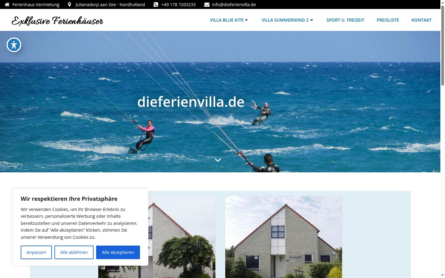 Screenshot des Einwilligungsbanners vor jeglicher Interaktion