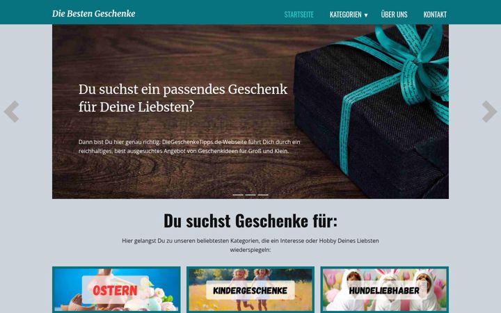 Screenshot of diegeschenketipps.de
