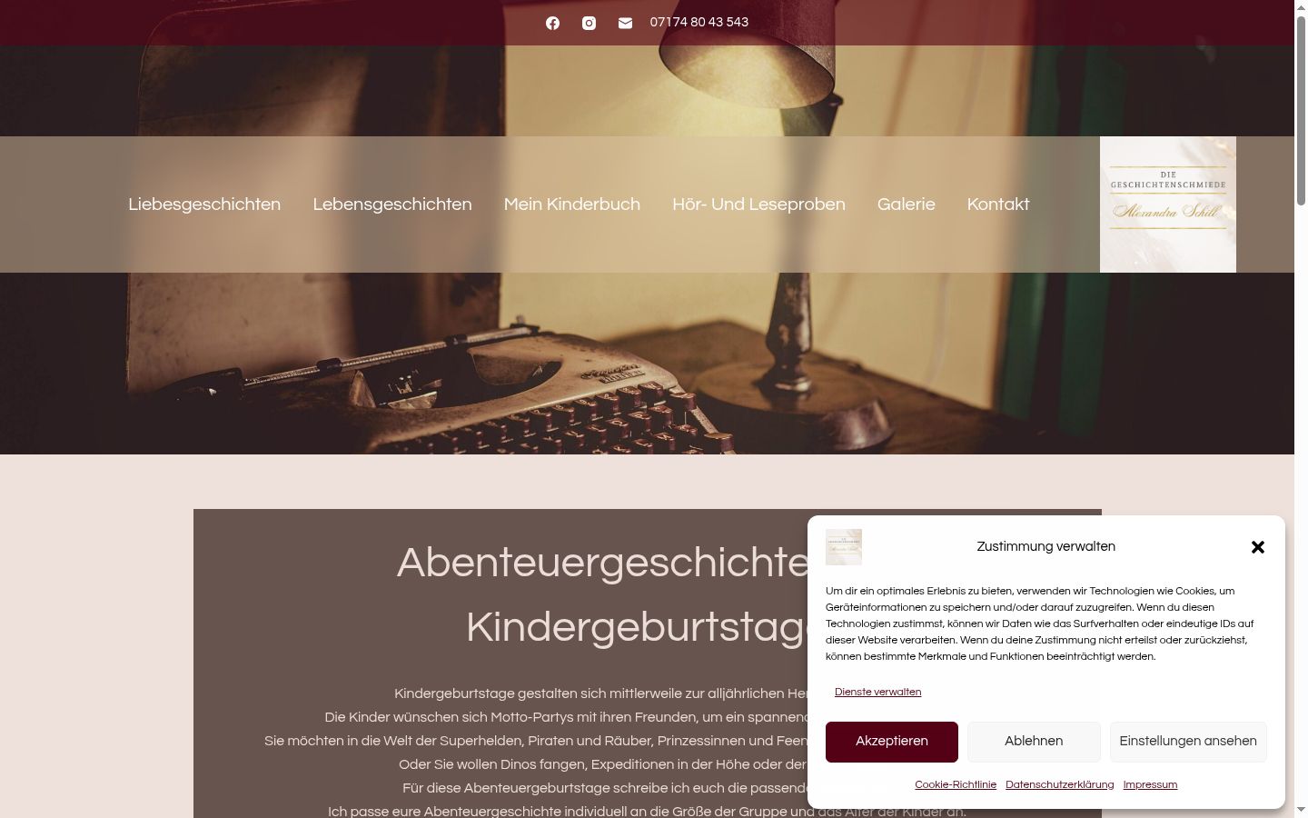 Screenshot des Einwilligungsbanners vor jeglicher Interaktion
