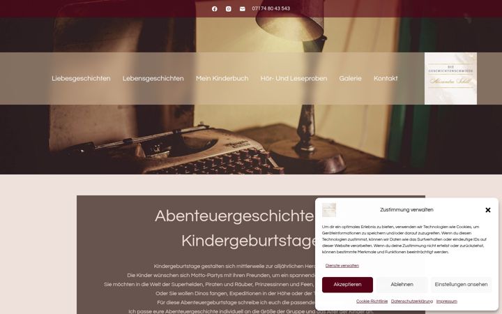 Screenshot of diegeschichtenschmiede.de