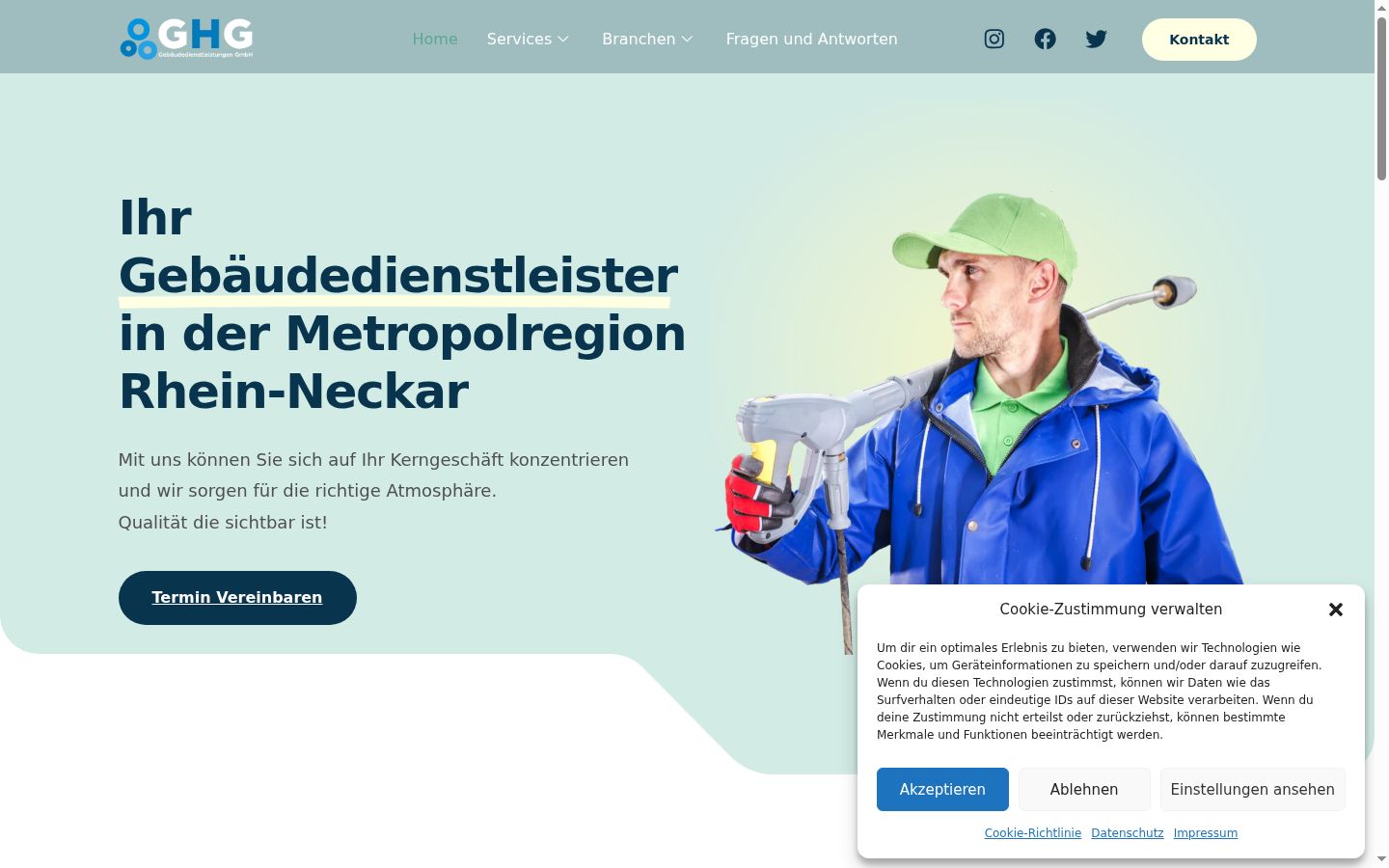 Screenshot des Einwilligungsbanners vor jeglicher Interaktion