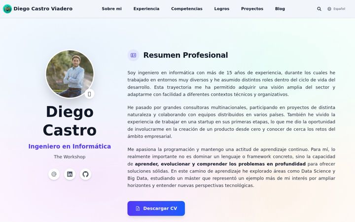 Screenshot of diegocastroviadero.com