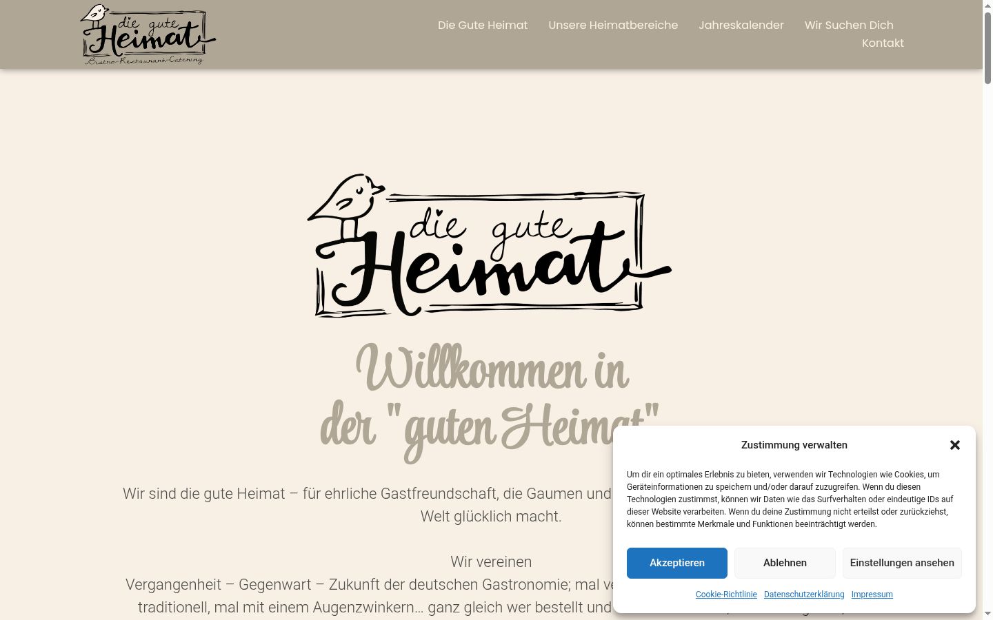 Screenshot des Einwilligungsbanners vor jeglicher Interaktion