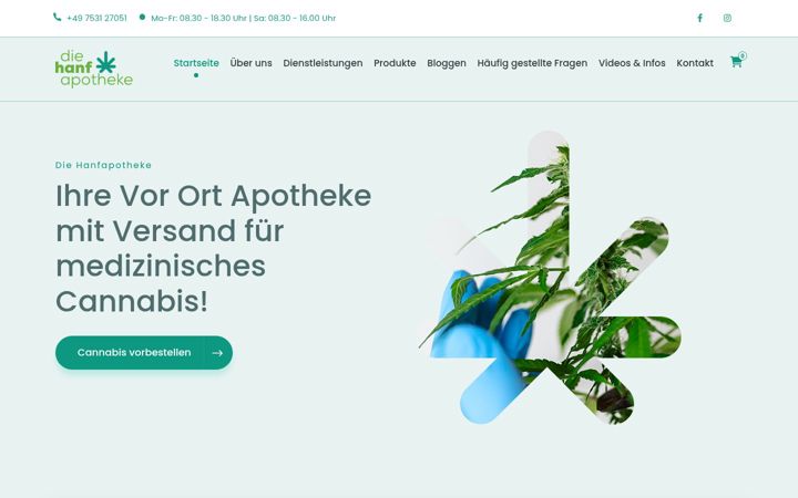 Screenshot von diehanfapotheke.de
