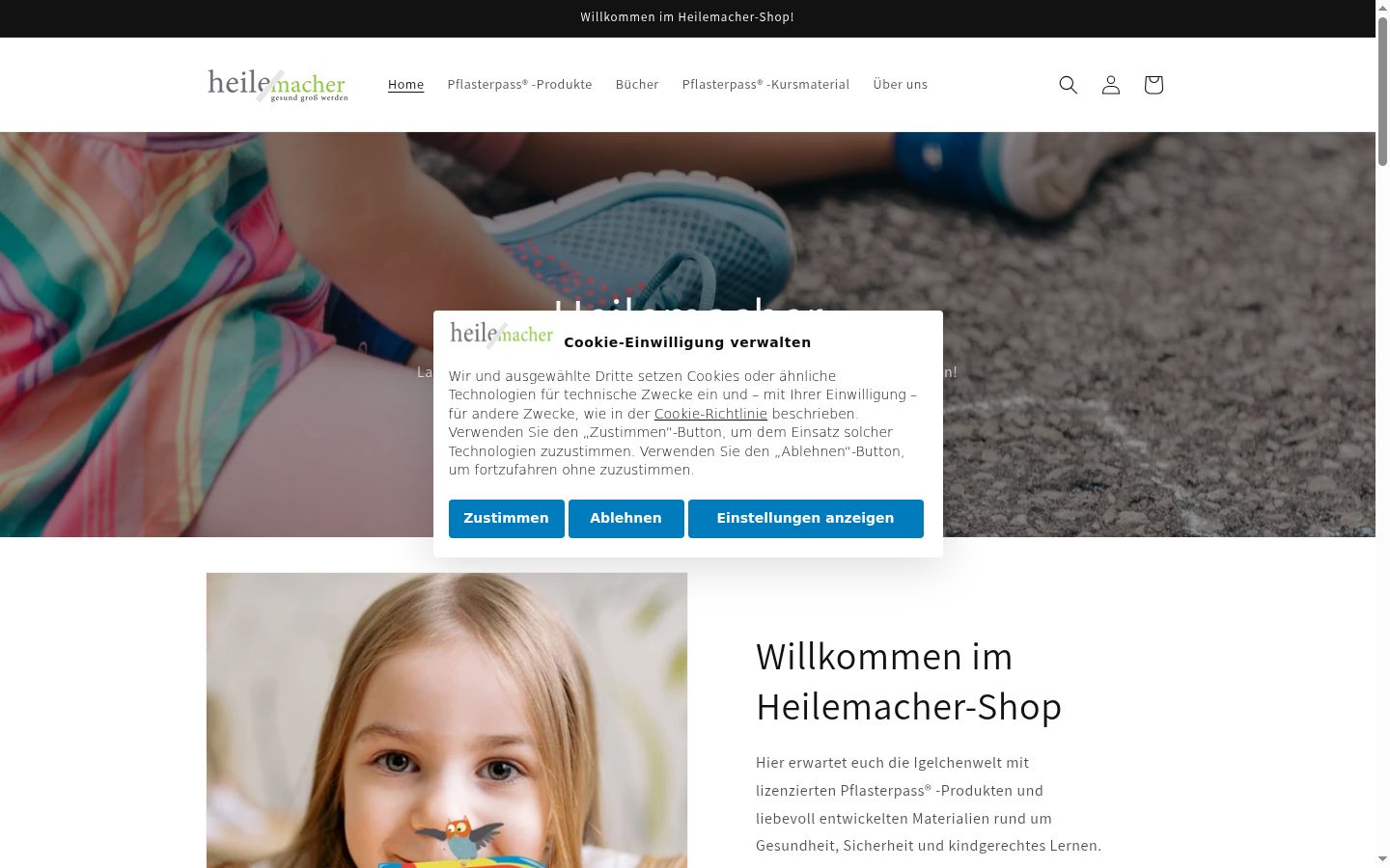 Screenshot des Einwilligungsbanners vor jeglicher Interaktion