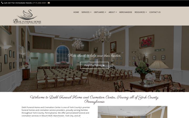 Screenshot of diehlfuneralhome.com