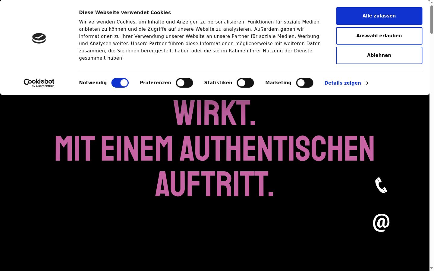 Screenshot des Einwilligungsbanners vor jeglicher Interaktion
