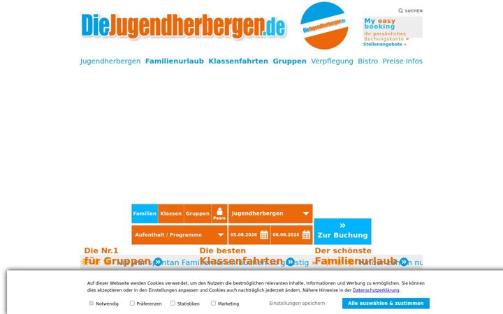 Screenshot of diejugendherbergen.de