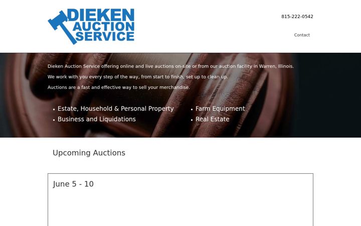 Screenshot of diekenauctionservice.com