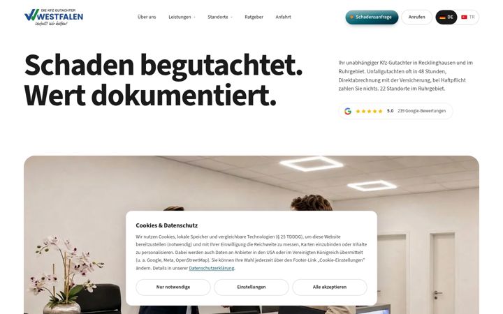 Screenshot von diekfzgutachterwestfalen.de