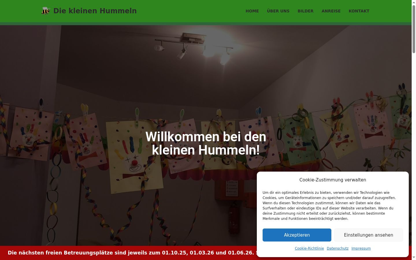 Screenshot des Einwilligungsbanners vor jeglicher Interaktion