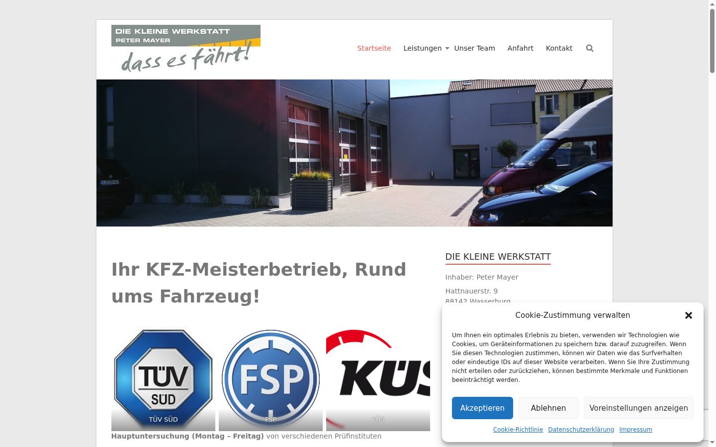 Screenshot des Einwilligungsbanners vor jeglicher Interaktion