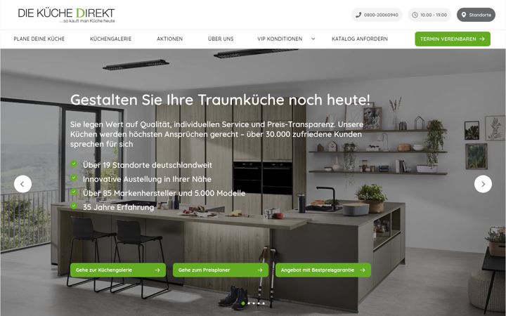 Screenshot stránky diekueche-direkt.de