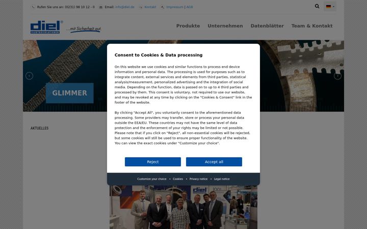 Screenshot of diel.de