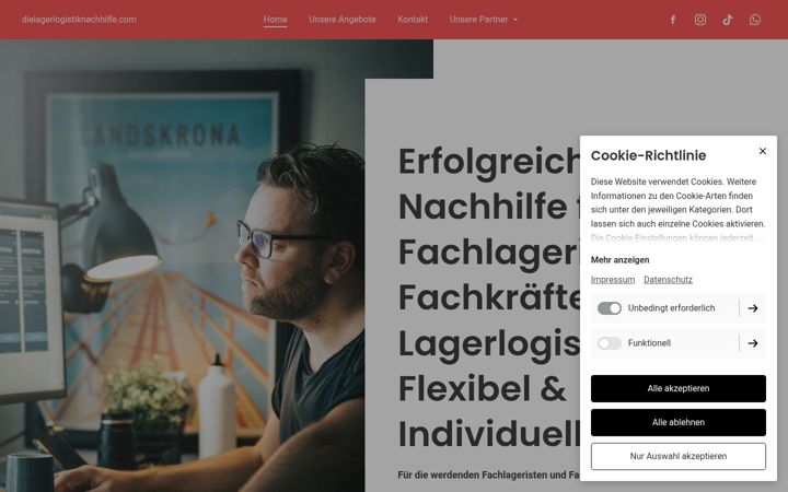 Screenshot of dielagerlogistiknachhilfe.com