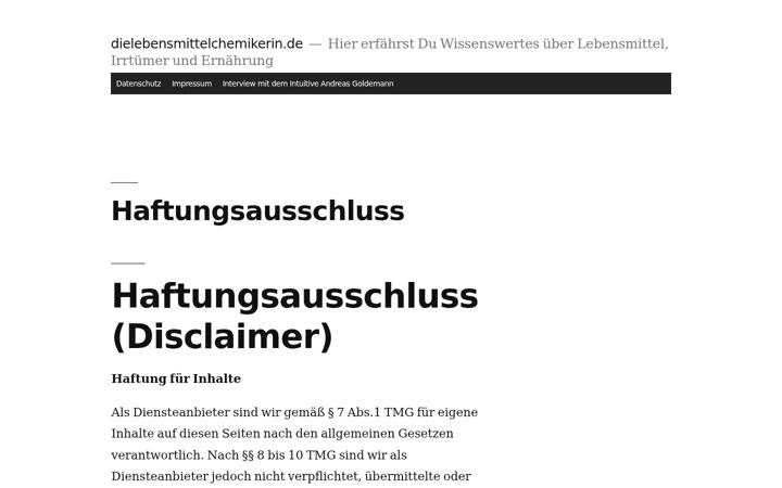 Screenshot of dielebensmittelchemikerin.de