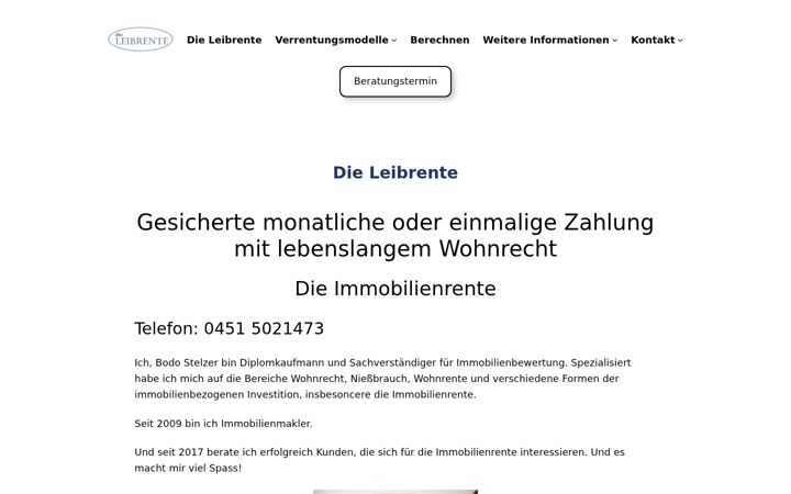 Skjámynd af dieleibrente.de