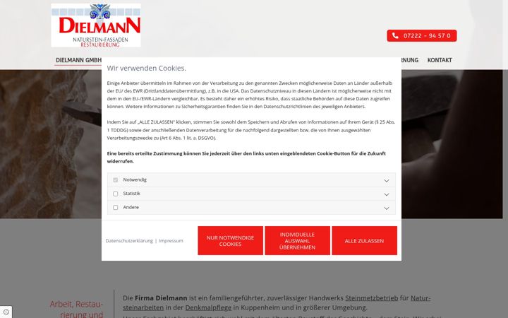 Screenshot of dielmann-kuppenheim.de