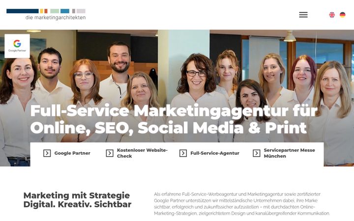 Skärmbild av diemarketingarchitekten.de
