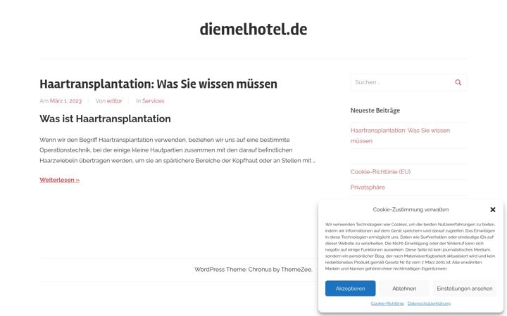 Screenshot of diemelhotel.de