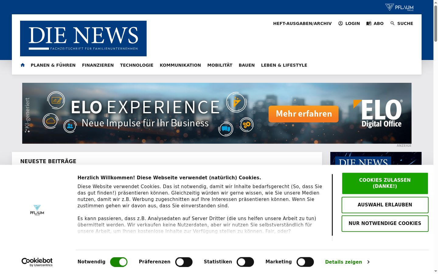 Screenshot del banner di consenso mostrato prima di qualsiasi interazione