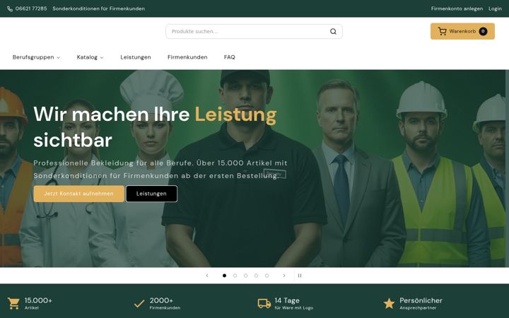 Captură de ecran a dienstbekleidung.com