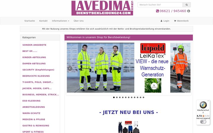 Screenshot of dienstbekleidung24.com