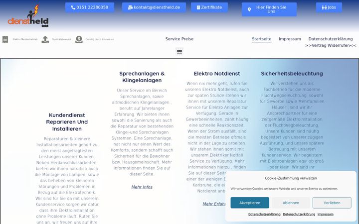 Skärmbild av dienstheld.de