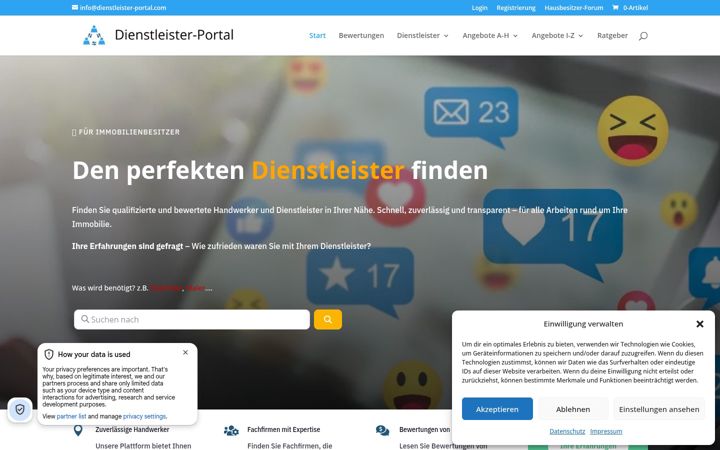 Screenshot of dienstleister-portal.com