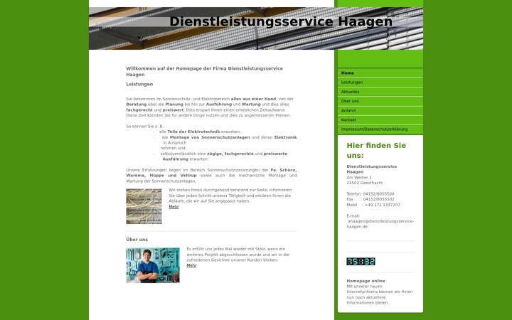 Screenshot of dienstleistungsservice-haagen.de