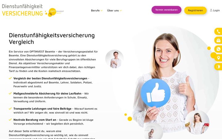 Skärmbild av dienstunfaehigkeitsversicherung.de