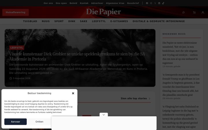Ekrānuzņēmums no diepapier.co.za