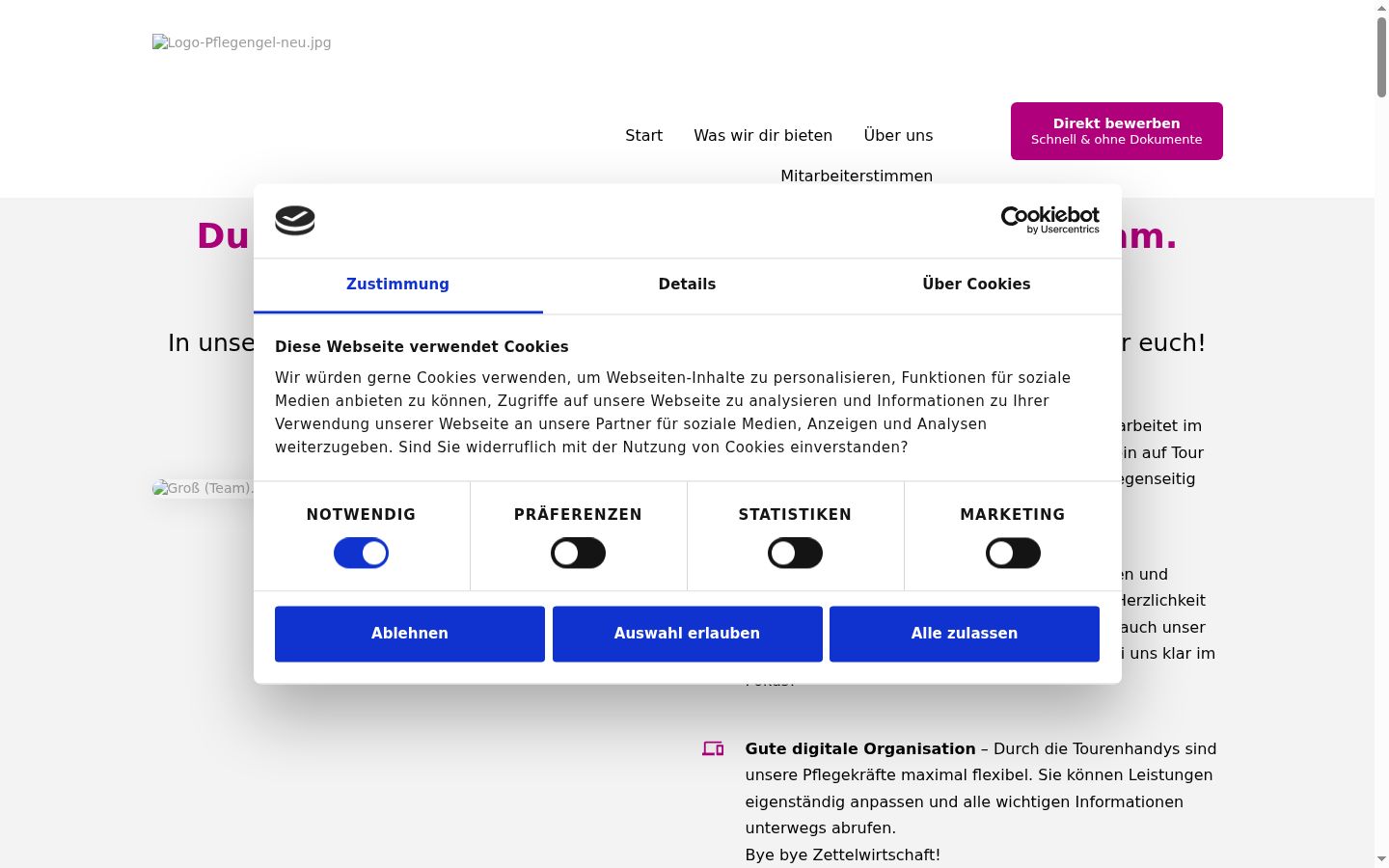 Screenshot of the consent banner shown before any interaction