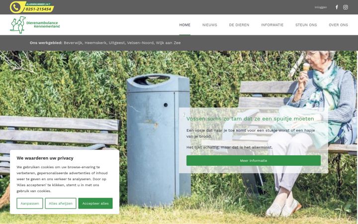 Screenshot of dierenambulancekennemerland.nl