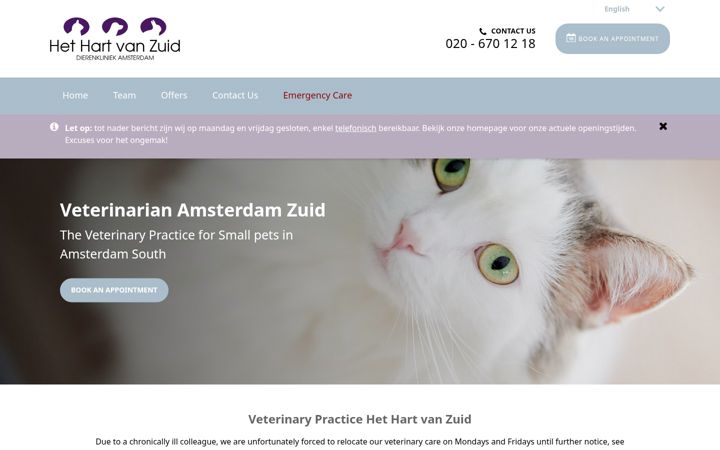 Screenshot of dierenartsamsterdamzuid.nl