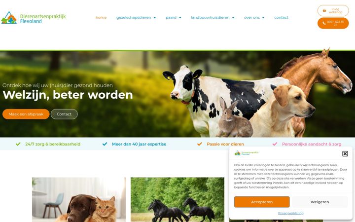 Screenshot of dierenartsenpraktijkflevoland.nl