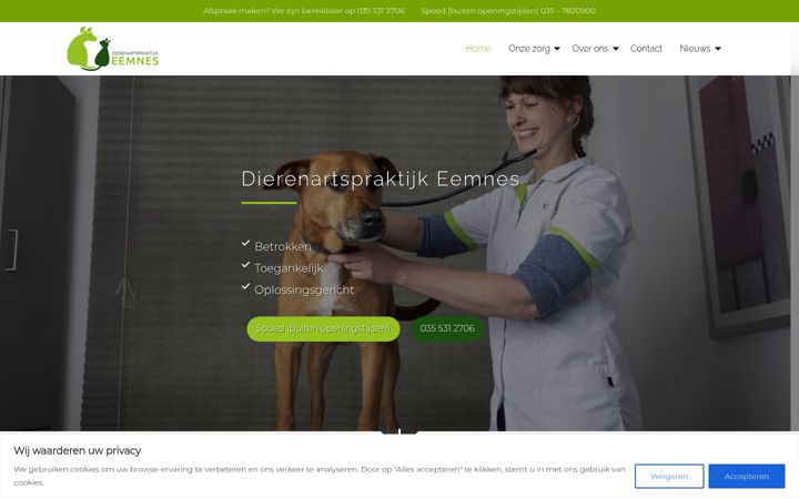 Screenshot of dierenartspraktijkeemnes.nl