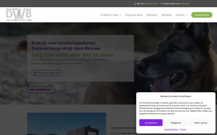 Screenshot of dierenartswestbetuwe.nl