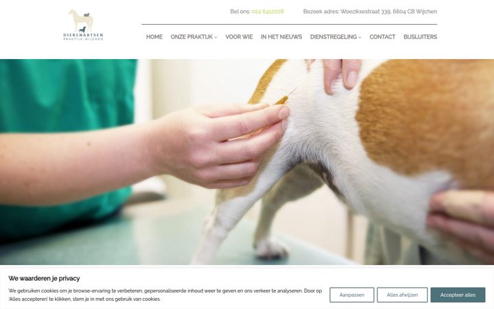 Screenshot of dierenartswijchen.nl