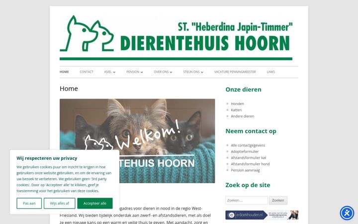 Screenshot of dierenasiel-hoorn.nl