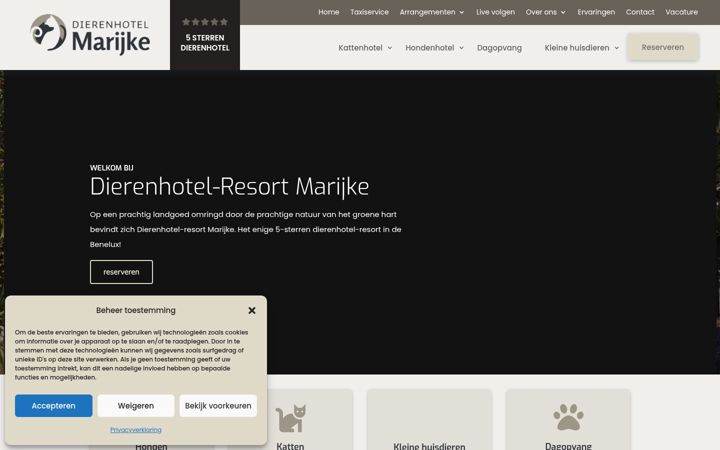Screenshot ta' dierenhotelmarijke.nl