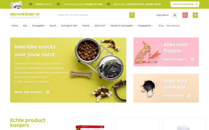 Ekrano kopija dierenkanjer.nl